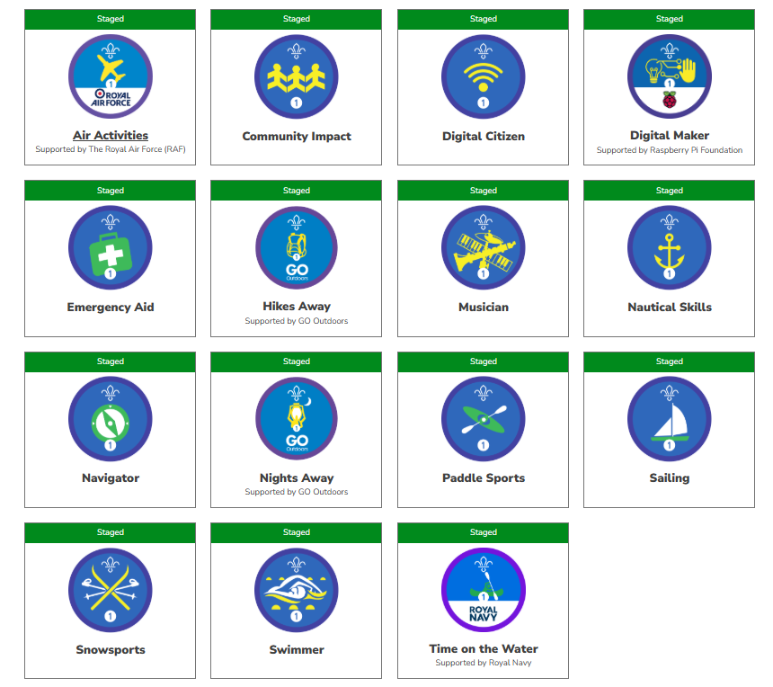 Explorer staged badges